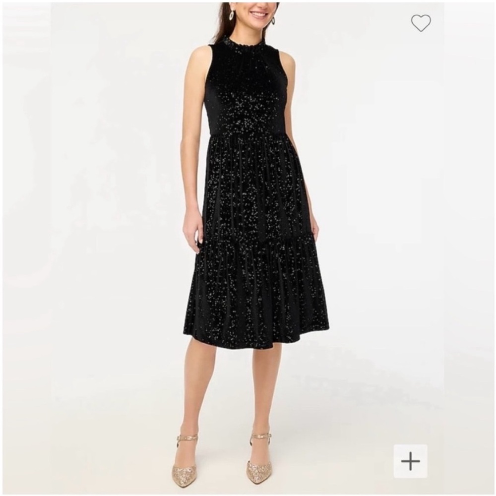 J. Crew Elegant Black Velvet Midi Dress
